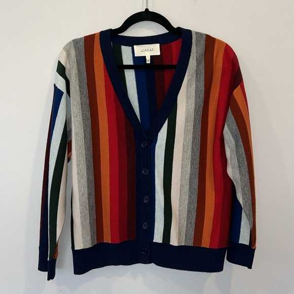 The Great Co Ed Striped V-neck Button Front Cardigan - Picture 3 of 10